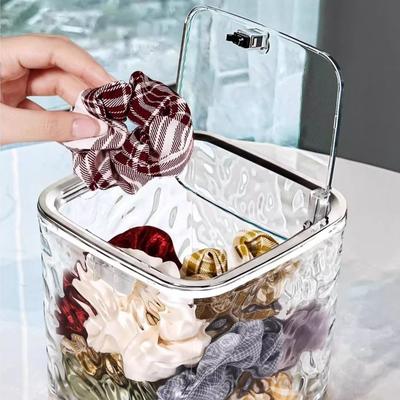 Children Hair Accessories Storage Box Girls Desktop Organizer Transparent Acrylic Box For Hair Clip Hair Bands Barrettes Elastic
