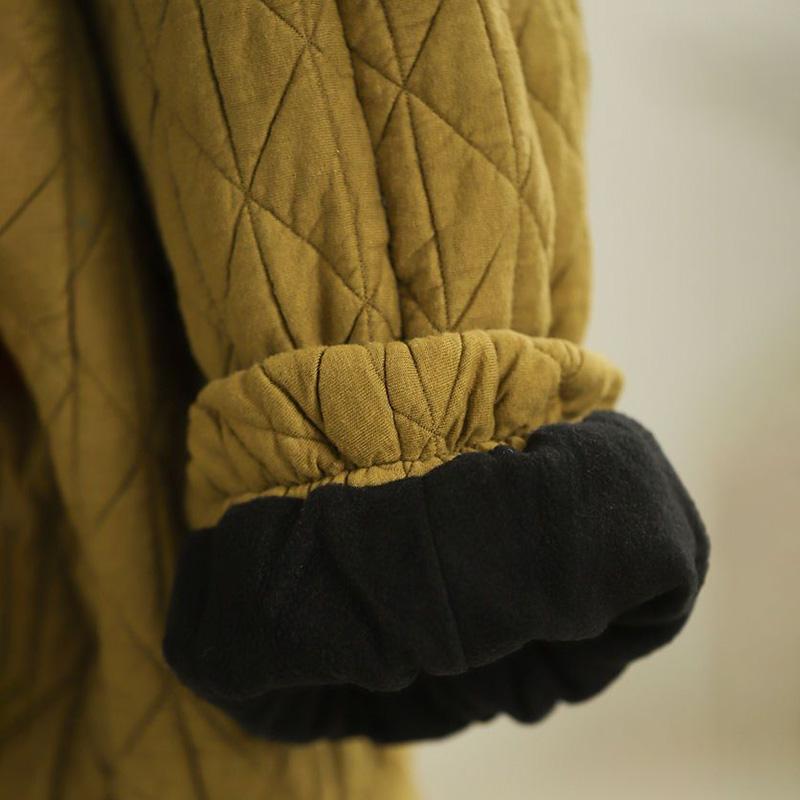 Manteau femme automne et hiver grande taille ample mode décontracté col debout couleur unie coton veste