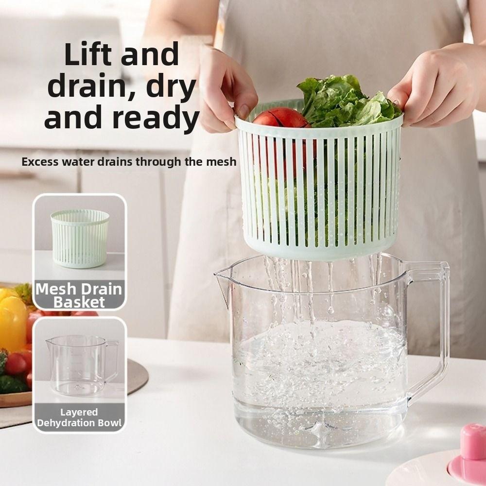 Drain and Spin Dryer Vegetable Dehydrator Multi-Use Fruit  Manual Spin Basket  Baking Preparation