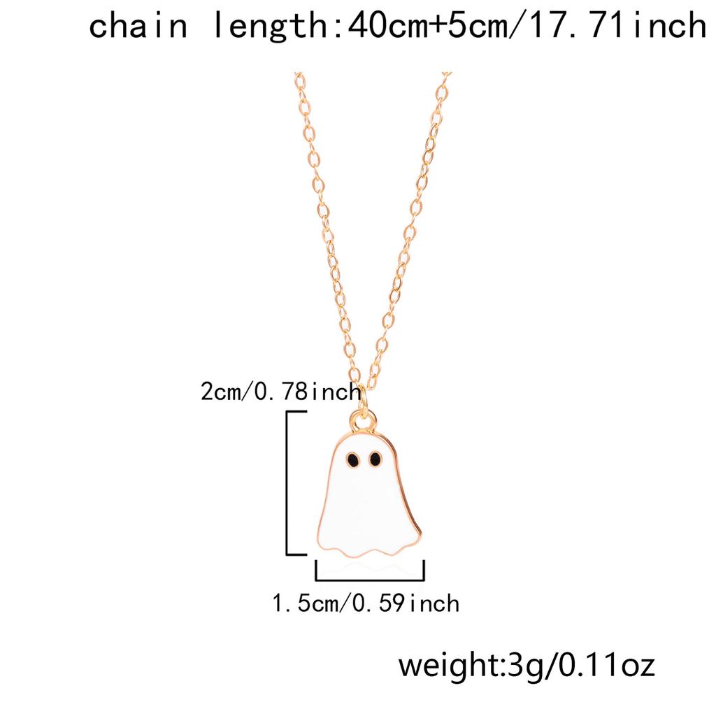 Halloween Spooky Chic Women's Jewelry Set White Ghost Earrings Necklace Cute Boo Accessory for Girls' Costume Party Gift