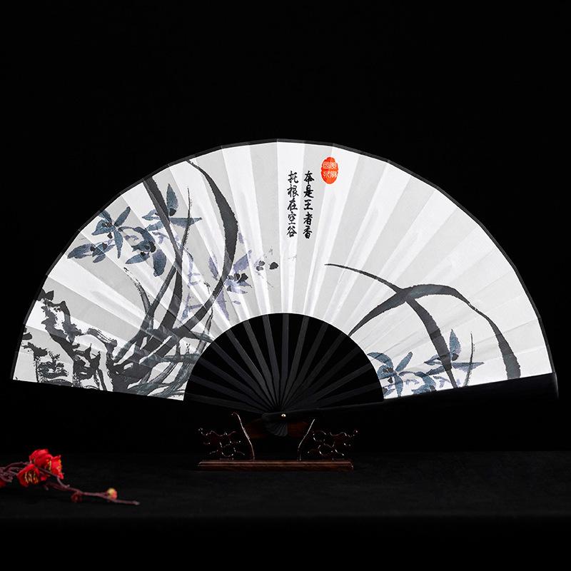 Magpie Hand Held Fan Chinese Folding Silk Fans Sexy Lace Retro Decorative Fan Hanfu Cheongsam Cosplay Japanese Home Decoration