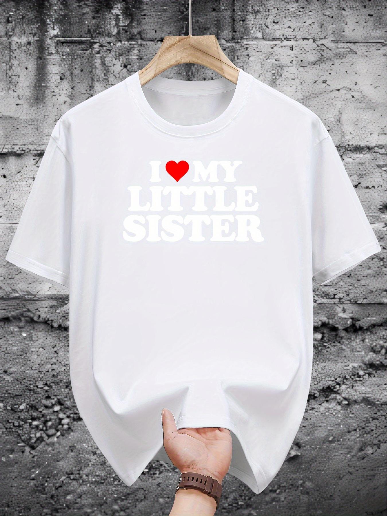 200g 100% Cotton Casual Short Sleeve T-shirt -  I Love My Little Sister  Graphic Print XXL