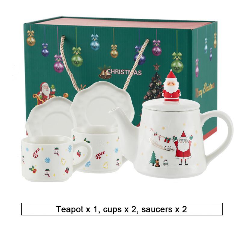 Kerst Keramiek Theeserviezen Koffiekop & Schotel Kerstman Eland Sneeuwpop Theepot en Kop Set Drinkwaren Kerstcadeau 1 Pot 2 Kopjes