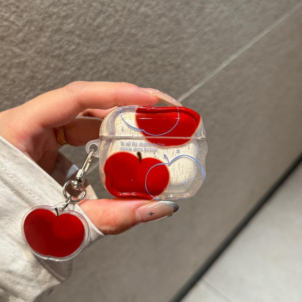 Ins Korean Ink Splashing Graffiti Red Apple Airpods4 Protective Case Airpod3 Suitable for Apple Pro Earphone Case