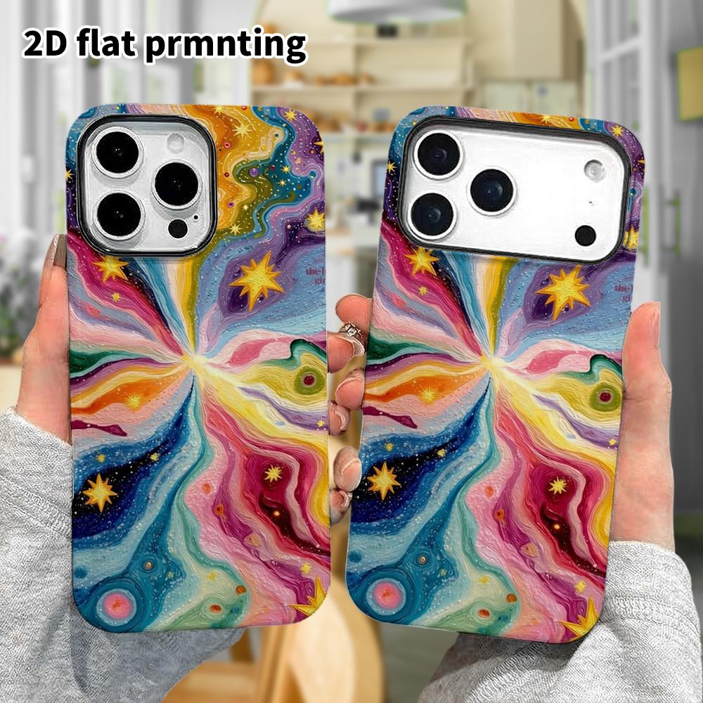Phone Case: 2D flat design suitable for iPhone 18 17 16 15 14 13 Pro film protective case, couple style, swirl galaxy, Christmas and Halloween holiday