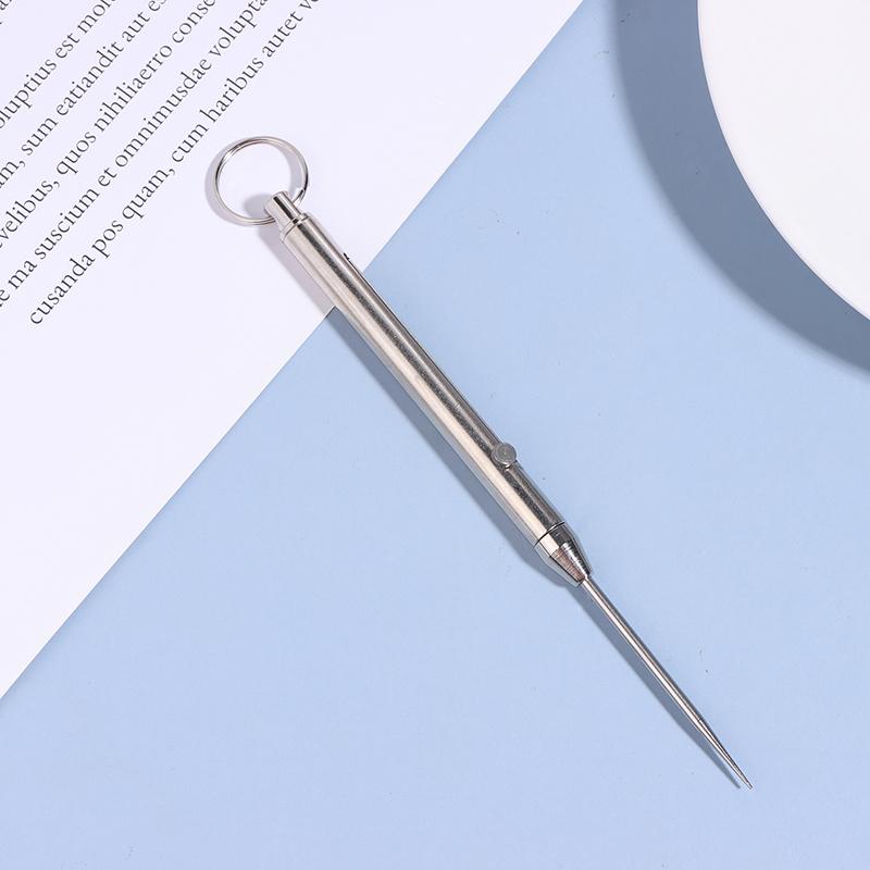 1Pcs Titanium Alloy Telescopic Toothpick Keychain Pendant Gift Fruit Fork Camping Toothpick Holder Unpacking Tool