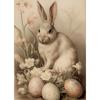 Vintage Easter Cute Little Rabbit Wildflower Posters and Prints Canvas Printing Wall Art Picture for Living Room Home Decoration