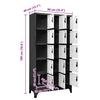 Locker Cabinet Anthracite and White 90 x 40 x 180 cm Steel