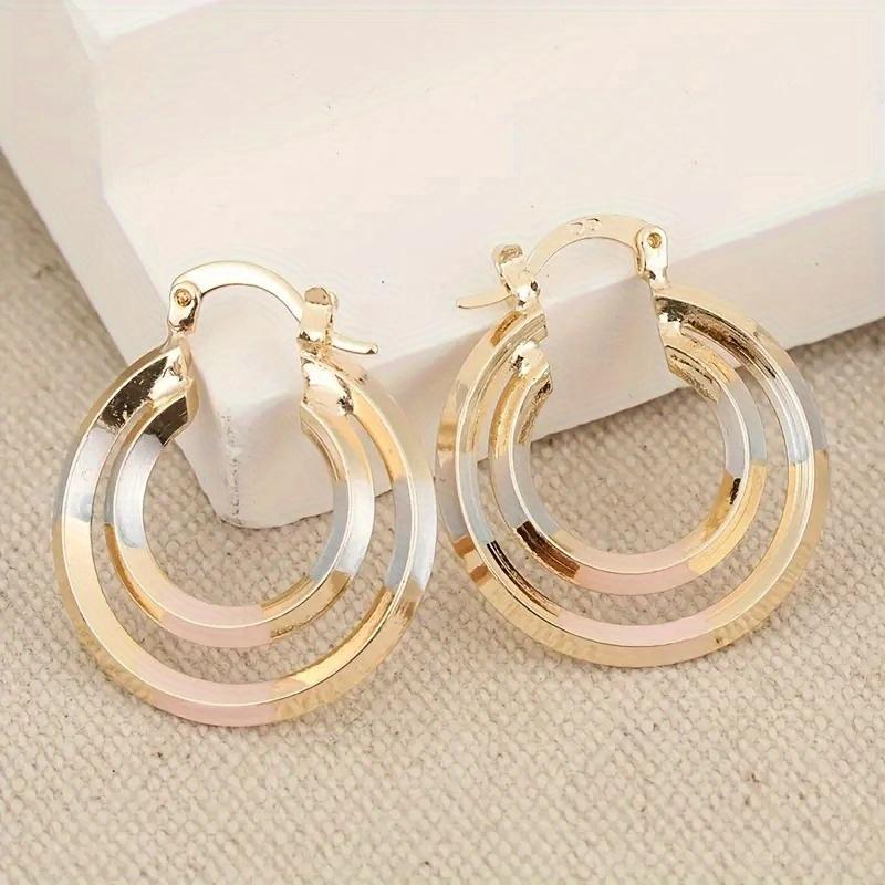 Trendy Gold Plated Hollow Out Heart Hoop Earrings for Women  Jewelry Accessories Wedding Birthday Gift