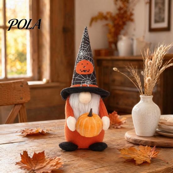 Safety Halloween Decor for Kids Gnome Figurine, Fabric Pumpkin Bat Ornament, Faceless Doll Creative Desktop Figurine Shelf Table, Spooky Home