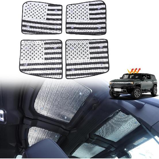 

Sunroofs Shade Compatible with Hummer EV 2024 2025 2026 SUV Accessories 4PCS Hardtop Windshield Glass Sunshade Insulation Heat Visor Blocks UV