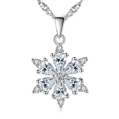 Necklace Silver Plated Necklace Lucky Snowflake Fashion Dignified Pendant