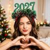 Christmas Light Up Headband 2027 Cute Glitter Hair Hoop New Year Eve Costume Party Accessory For Women Girls Holiday Dress Up