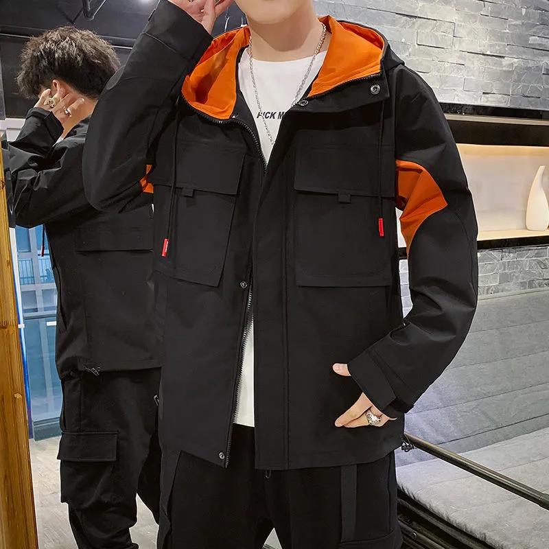 Men Regular Jacket Spring Boutique Hooded Workwear Soft and Comfortable Coat Casual Loose Parka Large Size