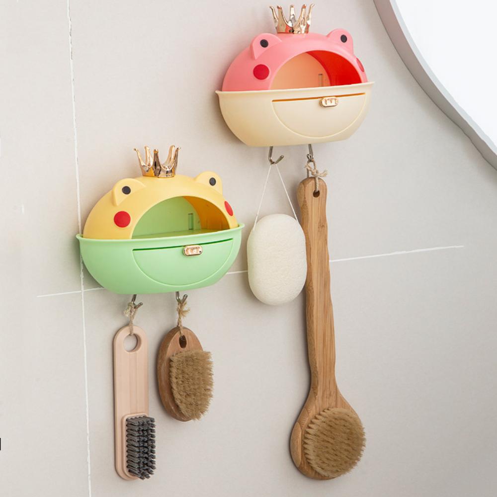 

Пластиковый настенный крючок с мультяшными животными, самоклеящийся магнитный держатель для ключей в форме лягушки, настенная вешалка для дома