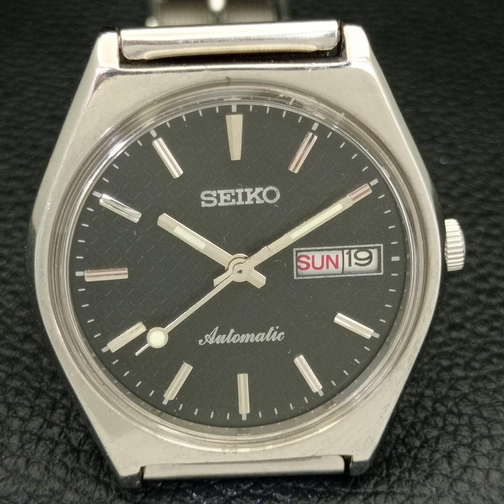 VINTAGE JAPAN SEIKO AUTOMATIC 6309A MENS BLACK COLOR DIAL WATCH a500838-5 R154-a500838