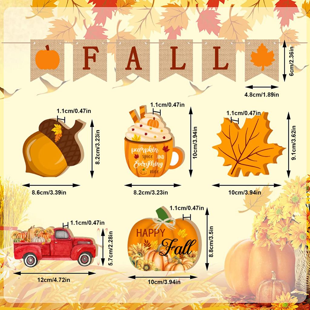 Thanksgiving Wooden Layered Tray Decorative Crafts Fall Pumpkin Maple Leaf Truck Farmhouse Party