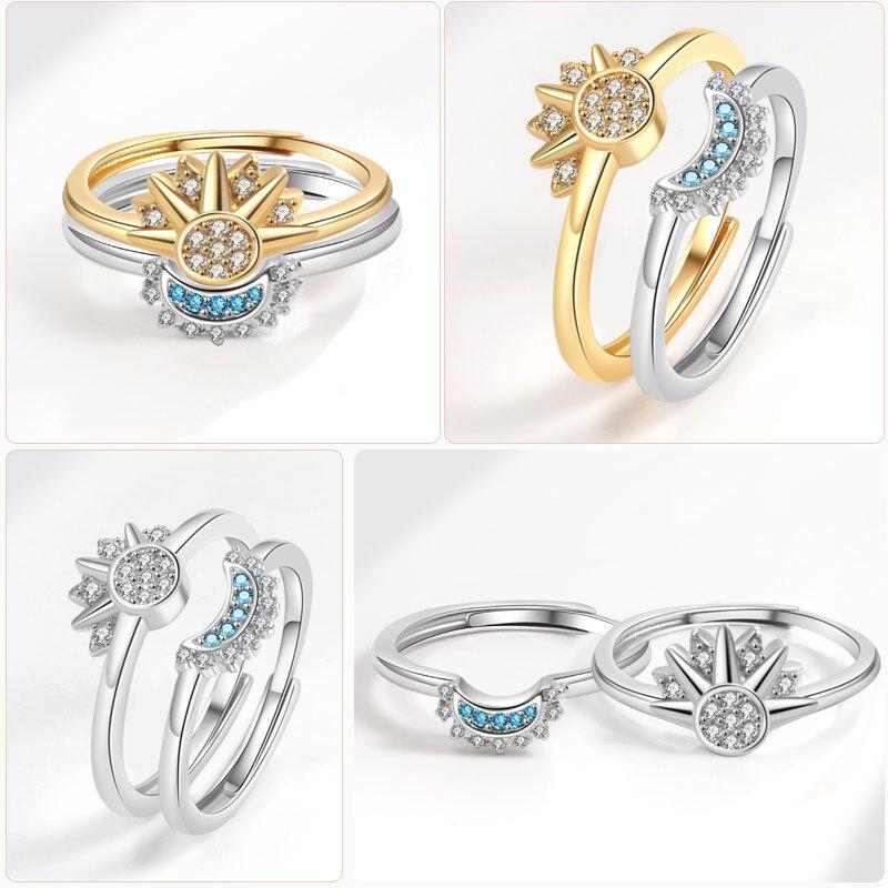 The Sun And Moon Can Be Stacked With Celestial Couple Rings, The Sun And Moon Are Shining Together, Friendship Commitment, Women'S Ring Set Ring