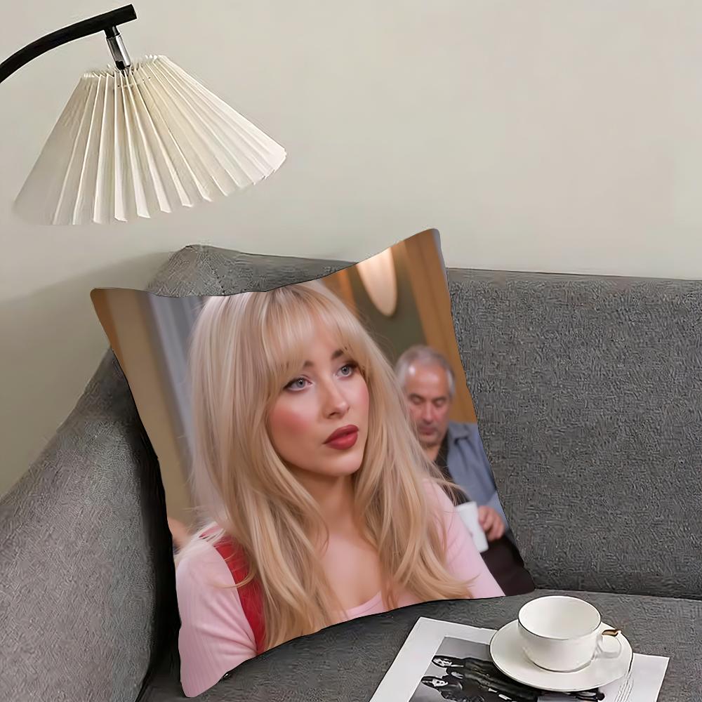 Singer Sabrina Carpenters Cushion Cover Reversible Plush Pillow Cover – For Car, Sofa, Bedroom, Perfect As A Gift.