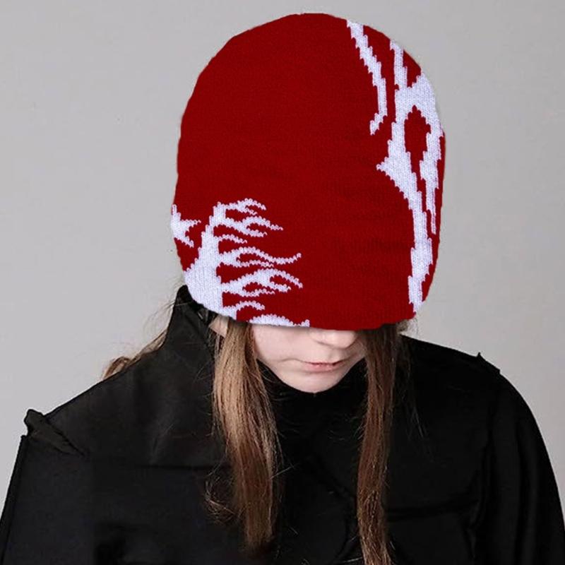 Knitted Beanies Hat for Women Men Popular Pattern Skull Hat Handmade Crochet Hat 2000s Hiphop Hat Casual Street Headwear