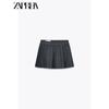 Zaprha 2025 New Arrival Dark Blue Wide Pleated Denim A- Line High Waist Half-Length Fashion Tape Pleated Pantskirt 2154576