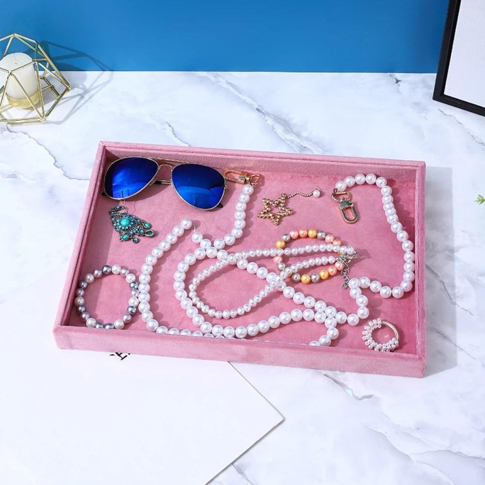 

Stackable Pink Earring Display Tray Elegant Rectangular Fabric Jewelry Box Dresser Style 5