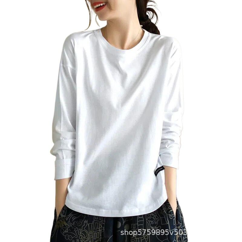 Women's 2025 Retro Solid Color Long Sleeve Round Neck Top