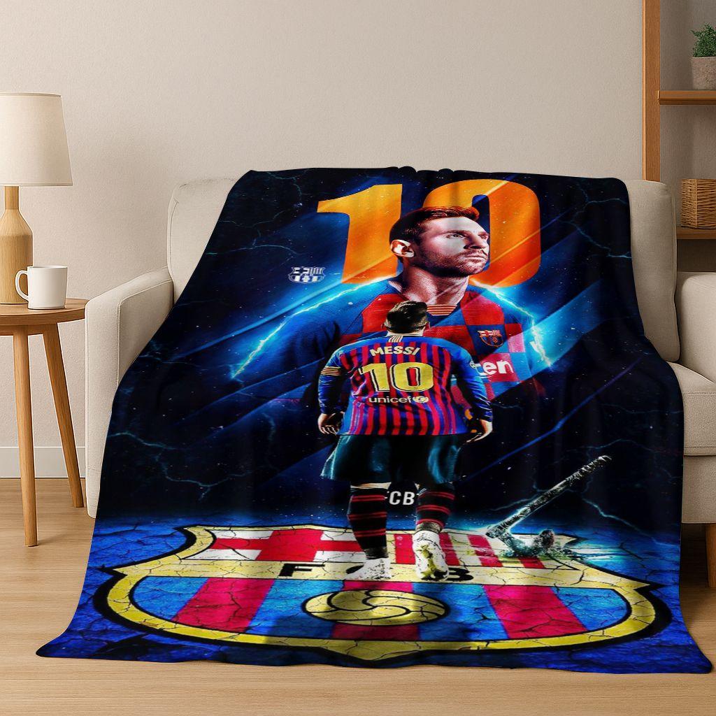 Coperta in Flanella con Disegno Animato M-Messi Capra Stella del Calcio, Coperta Morbida e Accogliente per Casa Camera da Letto Letto Divano Coperta da Picnic