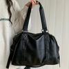 Grande Capacidade Bolsas de Ombro Pretas Para Mulheres Grande Bolsa de Compras Cor Sólida Couro Macio Bolsa Crossbody Bolsa de Viagem Feminina