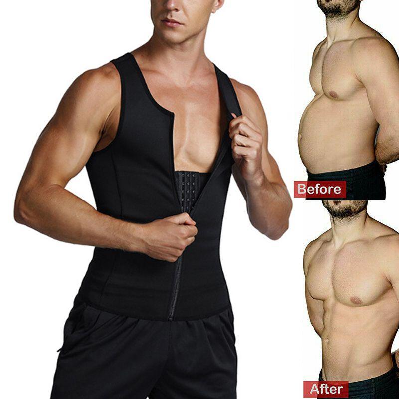 Mens Neoprene Sauna Thermo Sweat Body Shaper Waist Trainer Burn Fat Vest Corset
