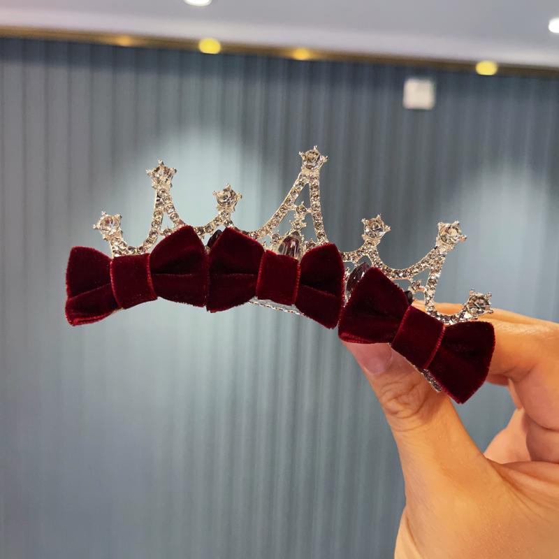 Korean Rhinestone Crown Hairpin - Princess Costume Hair Accessory for Girls