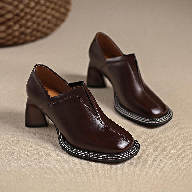 Fashion Women's Fashion Thick Heel Shoes Spring New Square Head Deep Mouth Slip-off Anti-slip Wear-resistant High Heels