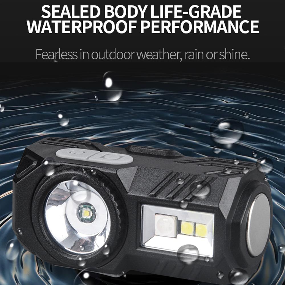 LED Headlamp Flashlight Rechargeable High Brightness Headlight Portable Clip-on Cap Light with 9