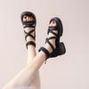 Jane Marie Shoes Sandals Women's 2025 Spring/Summer New Fashion Cross Strap Niche Design Platform Roman Sandals Children