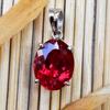 Colgante de Gema de Plata de Ley 925 con Rubí Rojo Natural Certificado de 24 Quilates, Corte Oval