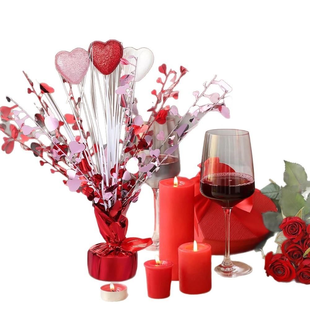 Valentines Decor Heart Centerpiece Sparkling Glitter Finish