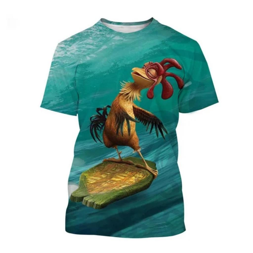Summer Men's New Cute Chick Pattern T-Shirt, Fashionable Casual Fun Streetwear, Breathable Plus-Size Crew Neck Top