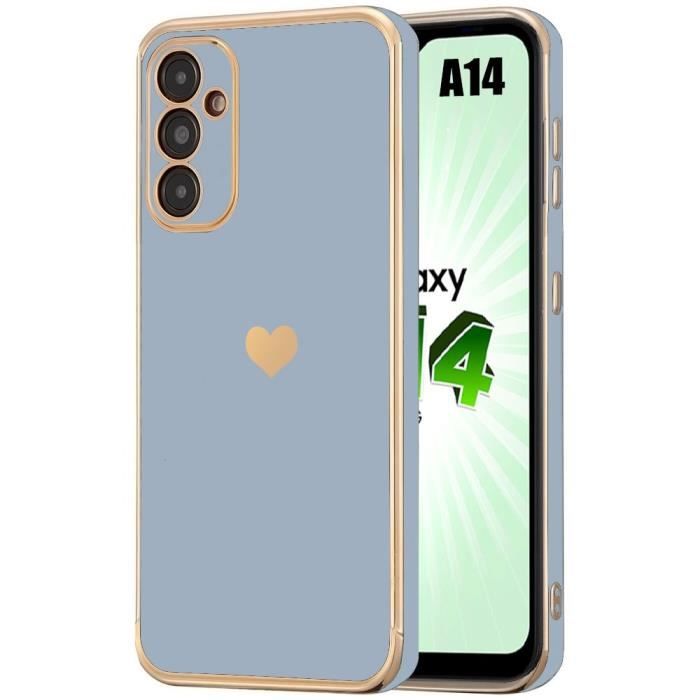 Coque - BOOLING - pour Samsung Galaxy A14 4G-5G - Silicone Liquide - Protection Antichoc - Motif Cœur