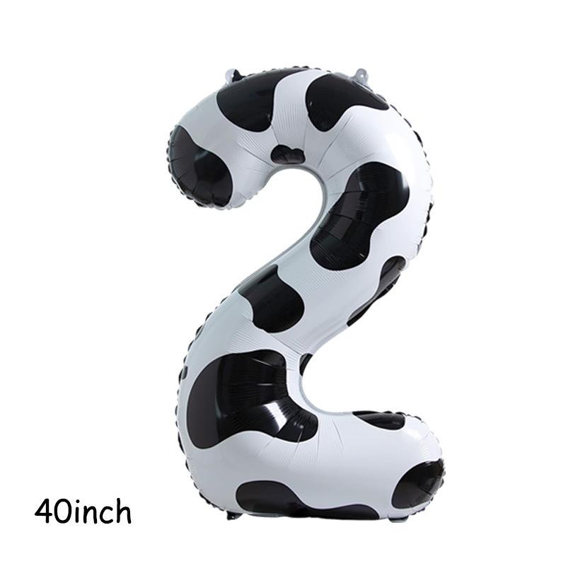 1pcs American Version 40inch Cow Print Large Cartoon Digital Balloon Black and White Print Children and Baby's Birthday Number