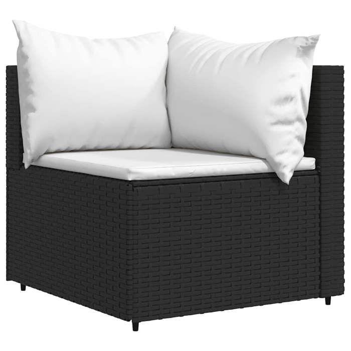 VidaXL Garden Corner Sofas and Cushions 2pcs Black Wicker, Sofa, Garden Sofa, Sectional Corner Sofa, 319730