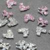 2Pcs Retro Nail Accessories With Diamond Inlaid Sparkling Zircon Large Butterfly Love Heart Colorful Diamond Love Nail Charms