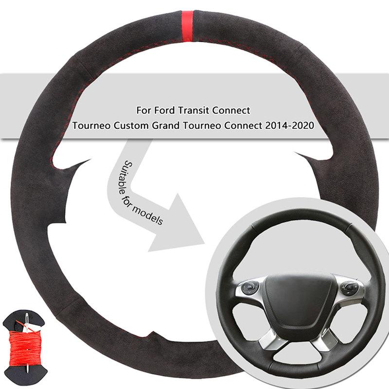 Suede Leather Car Steering Wheel Cover For Ford Transit Connect Tourneo Grand Tourneo Connect 2014-