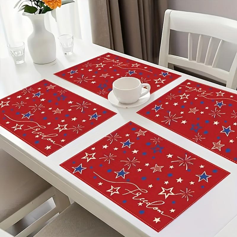 1pc American Star Flag Placemats, Patriotic Memorial Day Table Mats, Suitable for Party Kitchen Restaurant Decoration