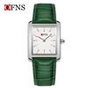 OFNS Women's Waterproof Stainless Steel and Leather Strap Square Fashion Quartz Watch