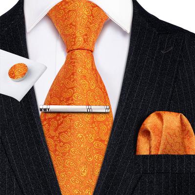 Paisley kravatová spona Hanky ​​manžetový knoflíček pro muže Sada hedvábných kravat