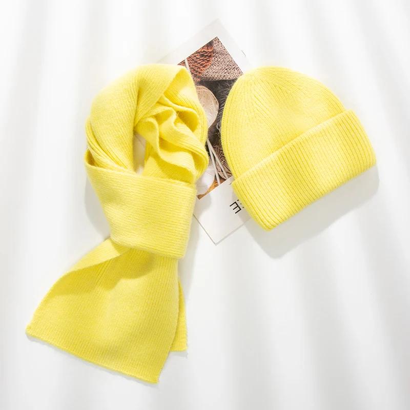 

Ангоровый Набор Шапка Шарф Зимний Женский Вязаный Бини Теплый Аксессуар Для Холодной Погоды Осень Спорт Лыжи Отдых На Открытом Воздухе жёлтый