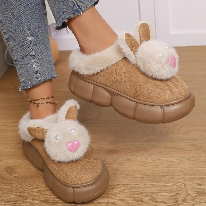 Fashion Cotton Slippers Women's Autumn and Winter Wear 2025 New Indoor Home Platform Heightened Warm Plush Shoes