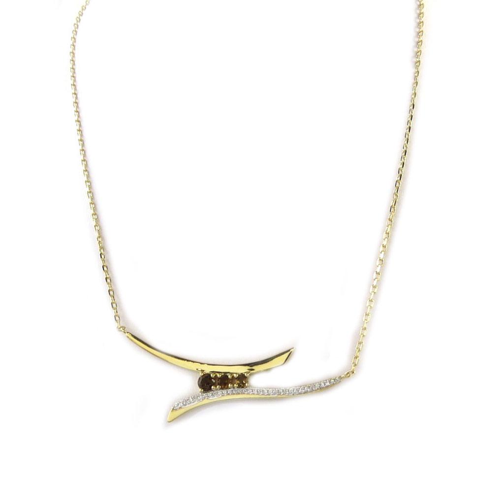 Les Trésors De Lily [N6974] - Gold-Plated Necklace 'Anastacia' Golden Amber - 55x15 Mm