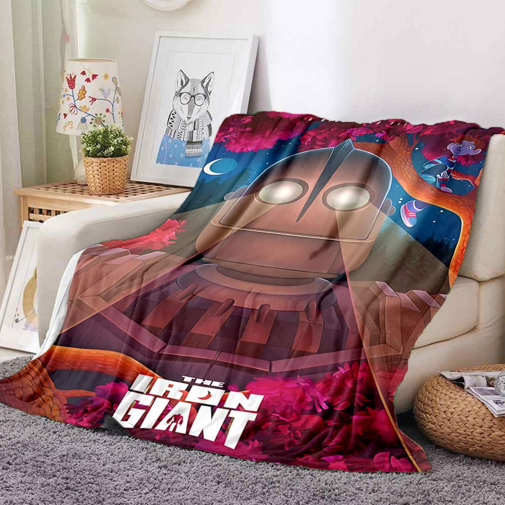 

1pc Iron Giant Flannel Throw Blanket - HD Printed Lightweight Soft Warm All-Season Blanket for Sofa, Bed, Travel, Camping 107 130cmx150cm