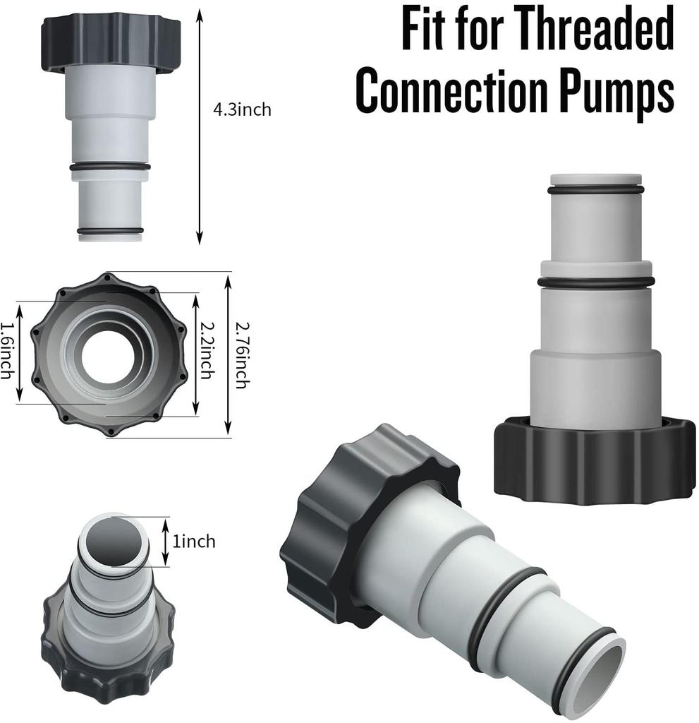 For I-NTEX 1.25in To 1.5in Type B Hose Adapters For Pumps & Saltwater System